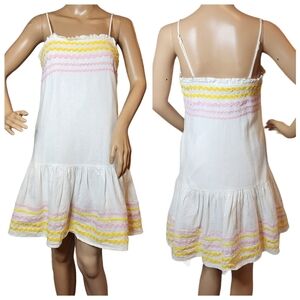 Lisa Marie Fernandez Target linen blend white/yellow/pink dress. XXS. Pockets